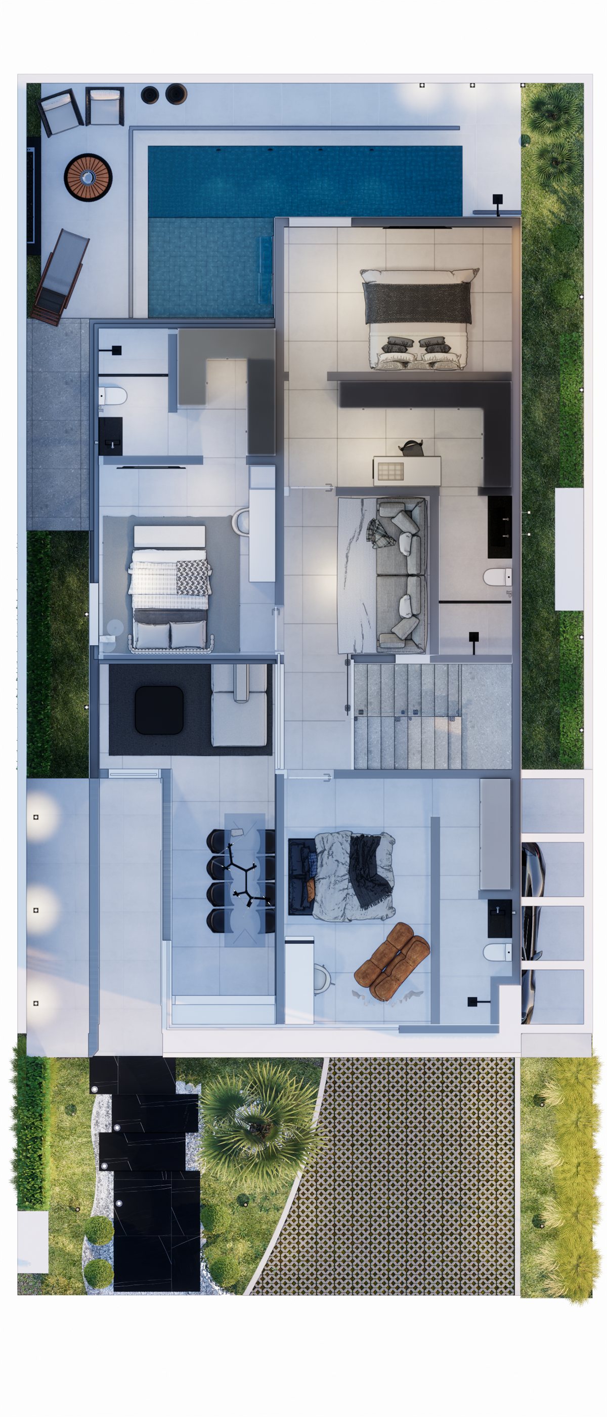 Planta humanizada do pavimento superior da Denver Residence